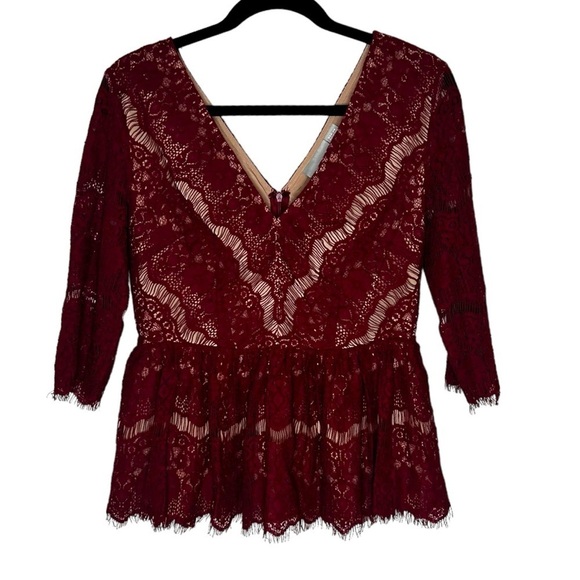 Anthropologie Maeve Lace Peplum Top - Picture 3 of 11